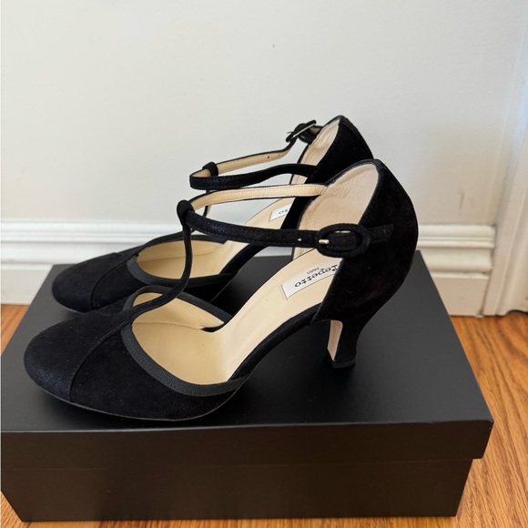 Repetto Salomes Lambskin Leather Black Carbon T-Strap Heels Ballroom 38.5 - Picture 8 of 14